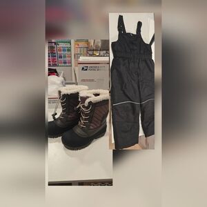 5t Snow overalls, size 2 snow boots